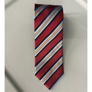 Countess Mara Men's 3.25" Diagonal Striped Hand Made Silk Tie Red Blue Office